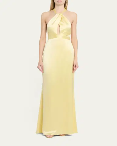 Retrofête Magnolia Satin Halter Dress | Thumbnail 2 Retrofête Magnolia Satin Halter Dress | Thumbnail 2