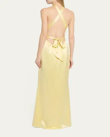 Retrofête Magnolia Satin Halter Dress | Thumbnail 3 Retrofête Magnolia Satin Halter Dress | Thumbnail 3