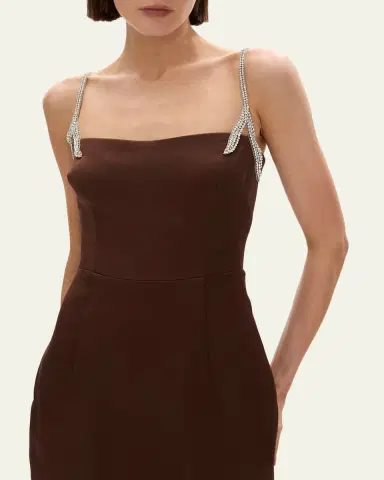RACHEL GILBERT Leora Crystal-Strap Crepe Ankle Gown | Thumbnail 5 RACHEL GILBERT Leora Crystal-Strap Crepe Ankle Gown | Thumbnail 5