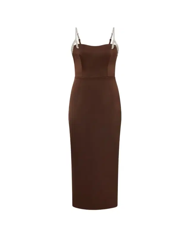 Rachel Gilbert Leora Crystal-Strap Crepe Ankle Gown