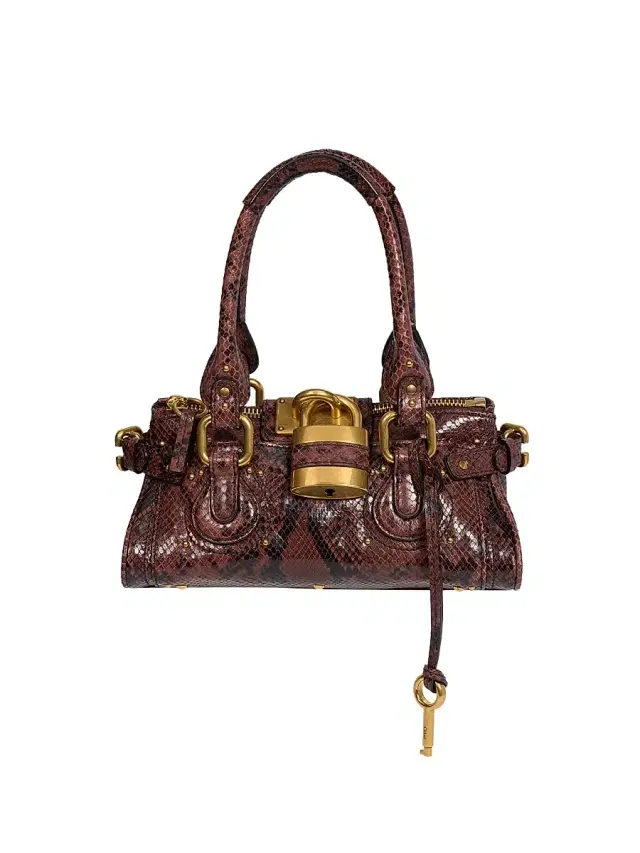 Women's Paddington  Snake-Embossed Printed Leather Shoulder Bag - Rosewood
