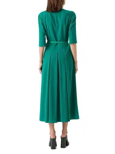 Akris Women's Belted Wool Pleated Midi-Dress - Tourmaline - Size 6 | Thumbnail 5