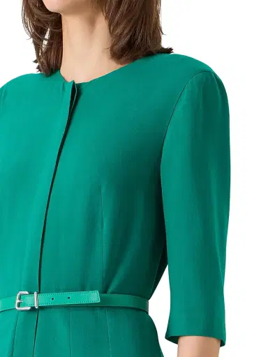 Akris Women's Belted Wool Pleated Midi-Dress - Tourmaline - Size 6 | Thumbnail 6