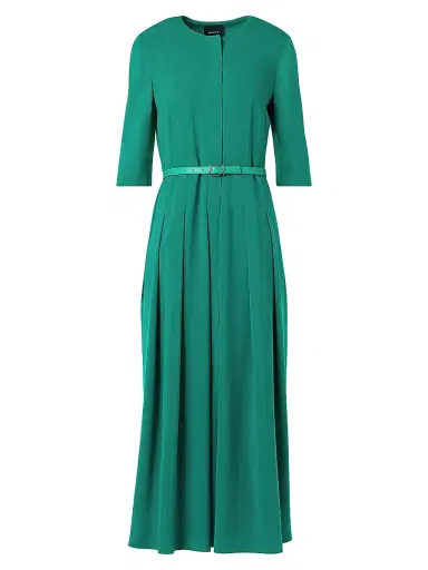 Akris Women's Belted Wool Pleated Midi-Dress - Tourmaline - Size 6 | Thumbnail 1