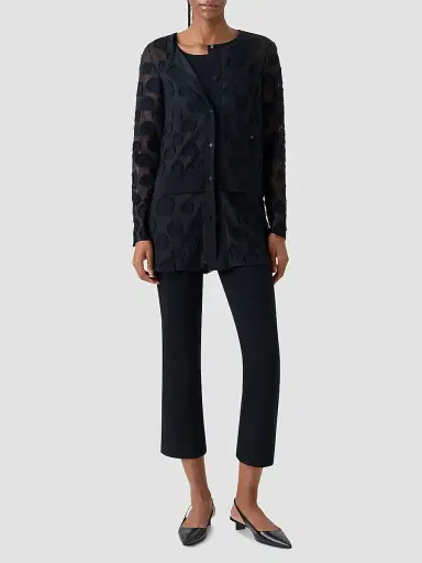 Akris punto Women's Polka Dot Intarsia-Knit Tulle Cardigan - Black - Size 14 | Thumbnail 2