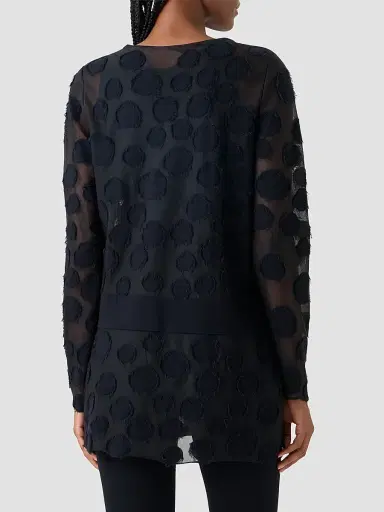 Akris punto Women's Polka Dot Intarsia-Knit Tulle Cardigan - Black - Size 14 | Thumbnail 3