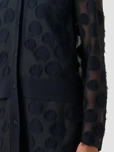Akris punto Women's Polka Dot Intarsia-Knit Tulle Cardigan - Black - Size 14 | Thumbnail 5