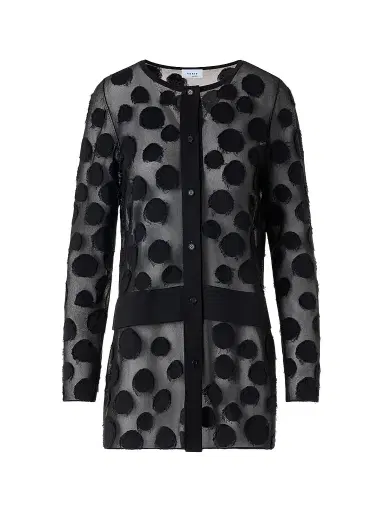 Akris punto Women's Polka Dot Intarsia-Knit Tulle Cardigan - Black - Size 14 | Thumbnail 1