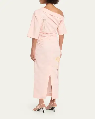 BERNADETTE Bowery Off-The-Shoulder Check Seersucker Asymmetric Dress | Thumbnail 3