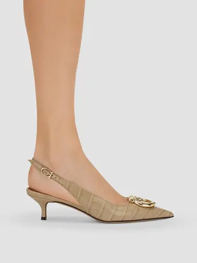Ferragamo Women's Sara 40MM Croc-Print Leather Slingback Pumps | Thumbnail 2