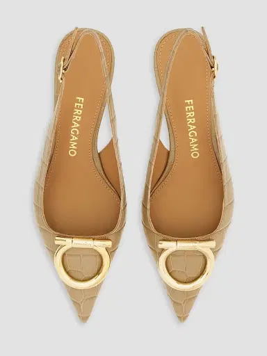Ferragamo Women's Sara 40MM Croc-Print Leather Slingback Pumps | Thumbnail 5