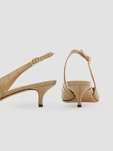 Ferragamo Women's Sara 40MM Croc-Print Leather Slingback Pumps | Thumbnail 6