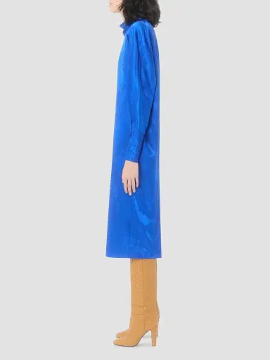 Valentino Garavani Women's Midi Dress in Shiny-Matte Flowerism Sunflowers Jacquard - Cobalt | Thumbnail 3