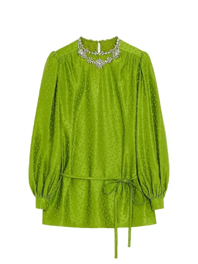 Valentino Garavani Women's Embroidered Silk-Linen Plus De Pois Jacquard Top - Avocado