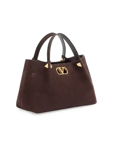 Valentino Garavani Women's Shopping Bag in Soft Suede - Ebony | Thumbnail 2