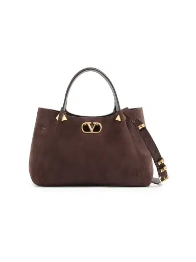 Valentino Garavani Women's Shopping Bag in Soft Suede - Ebony | Thumbnail 1