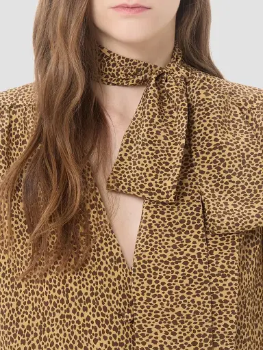 Valentino Garavani Women's Crepe De Chine Shirt with Micromacula Print - Animal Print - Size 0 | Thumbnail 6