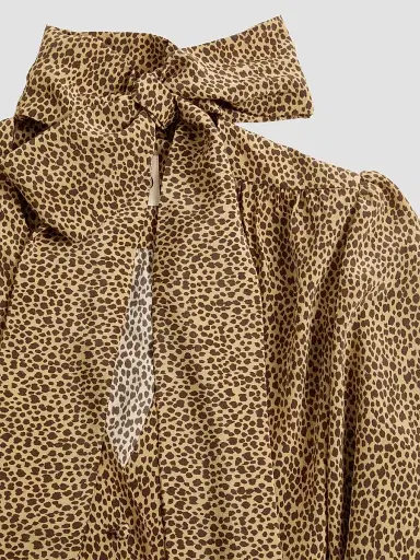 Valentino Garavani Women's Crepe De Chine Shirt with Micromacula Print - Animal Print - Size 0 | Thumbnail 7