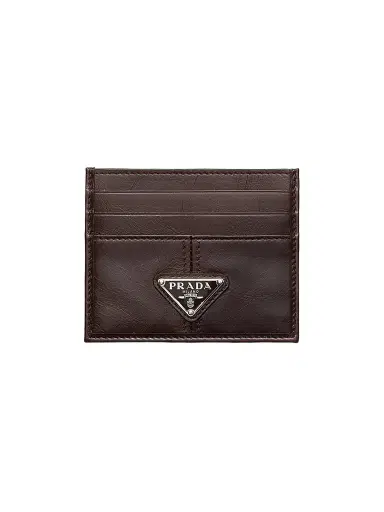 Prada Men's Leather Card Holder - Dark Brown | Thumbnail 1