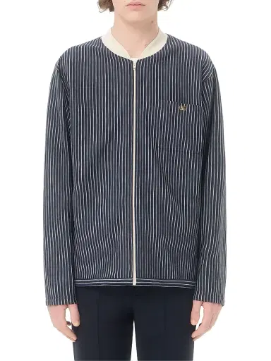 Valentino Garavani Men's Viscose Sweatshirt with Striped Vlogo - Navy Butter - Size Small | Thumbnail 3