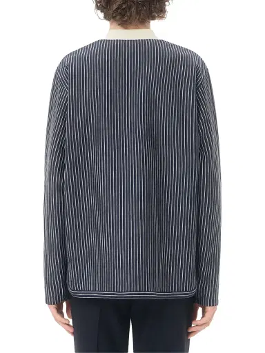 Valentino Garavani Men's Viscose Sweatshirt with Striped Vlogo - Navy Butter - Size Small | Thumbnail 5