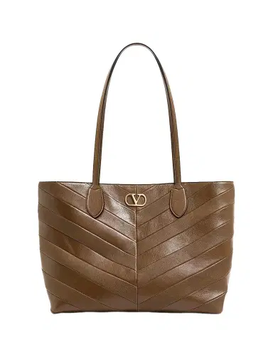 Valentino Garavani Women's Jean Medium Shopping Bag in Nappa with Chevron Motif - Tundra | Thumbnail 1