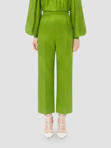 Valentino Garavani Women's Jacquard Pants in Silk-Linen - Avocado - Size 8 | Thumbnail 3 Valentino Garavani Women's Jacquard Pants in Silk-Linen - Avocado - Size 8 | Thumbnail 3