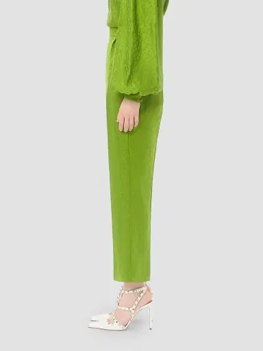 Valentino Garavani Women's Jacquard Pants in Silk-Linen - Avocado - Size 8 | Thumbnail 4 Valentino Garavani Women's Jacquard Pants in Silk-Linen - Avocado - Size 8 | Thumbnail 4