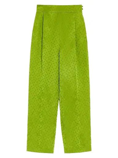 Valentino Garavani Women's Jacquard Pants in Silk-Linen - Avocado - Size 8 | Thumbnail 1 Valentino Garavani Women's Jacquard Pants in Silk-Linen - Avocado - Size 8 | Thumbnail 1