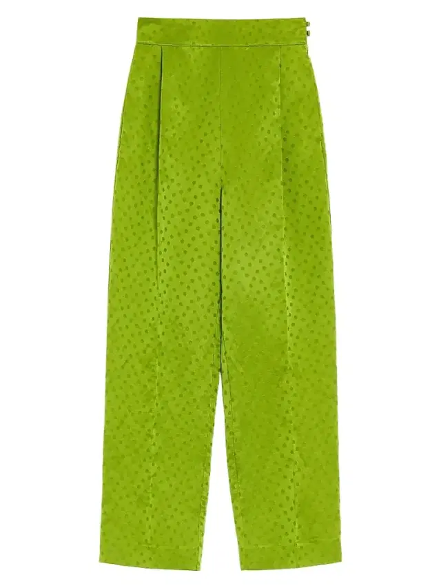 Women's Jacquard Pants in Silk-Linen - Avocado