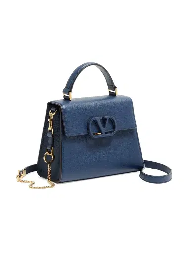 Valentino Garavani Women's V-Sling Grainy Calfskin Handbag - Blue | Thumbnail 2 Valentino Garavani Women's V-Sling Grainy Calfskin Handbag - Blue | Thumbnail 2