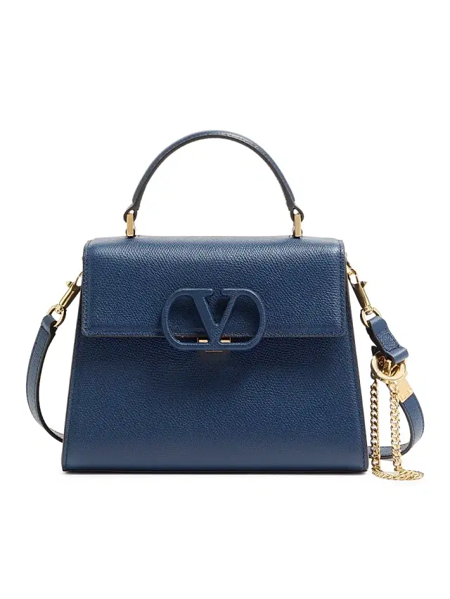 Valentino Garavani Women's  V-Sling Grainy Calfskin Handbag - Blue