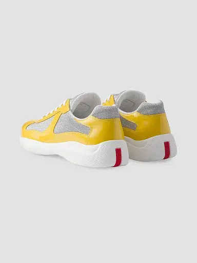 Prada Men's Patent Leather and Technical Fabric America's Cup Sneakers - Yellow | Thumbnail 3