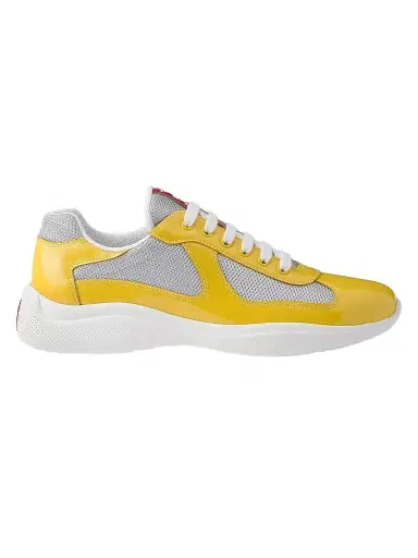 Prada Men's Patent Leather and Technical Fabric America's Cup Sneakers - Yellow | Thumbnail 1