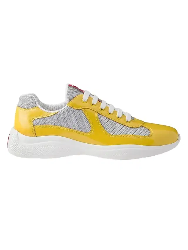 Men's Patent Leather and Technical Fabric  America's Cup Sneakers - Yellow
