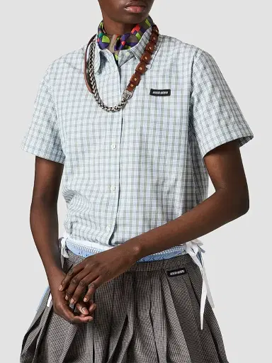 Miu Miu Women's Checked Poplin Shirt | Thumbnail 3 Miu Miu Women's Checked Poplin Shirt | Thumbnail 3