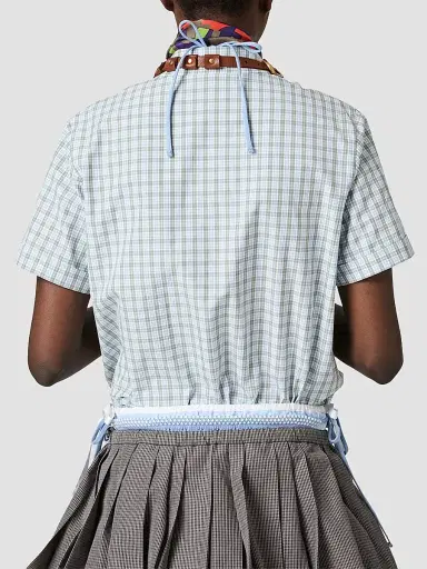 Miu Miu Women's Checked Poplin Shirt | Thumbnail 4 Miu Miu Women's Checked Poplin Shirt | Thumbnail 4