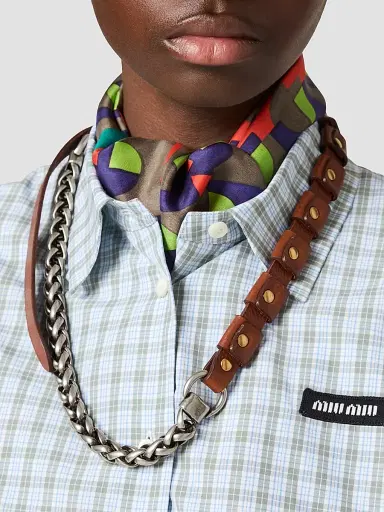 Miu Miu Women's Checked Poplin Shirt | Thumbnail 5 Miu Miu Women's Checked Poplin Shirt | Thumbnail 5