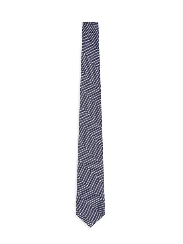 Men's Geometric Line Silk Tie - Gray Fancy