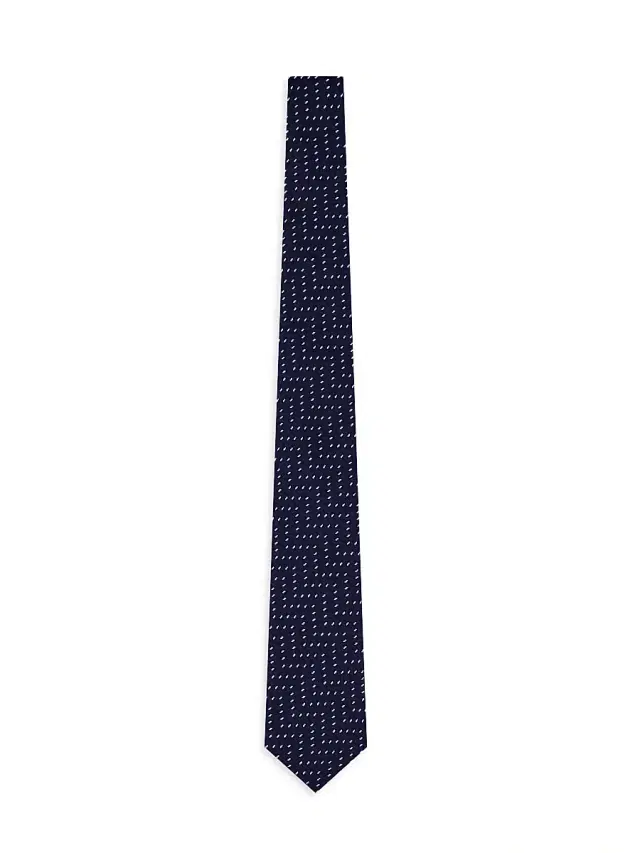 Men's Wide Chevron Geometric Silk Tie - Blue Fancy