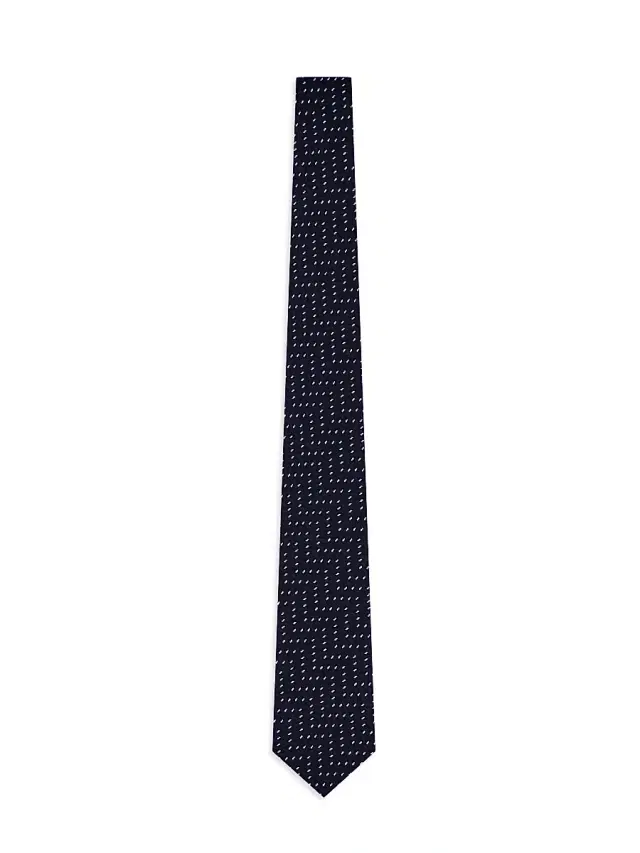 Men's Wide Chevron Geometric Silk Tie - Black Fancy