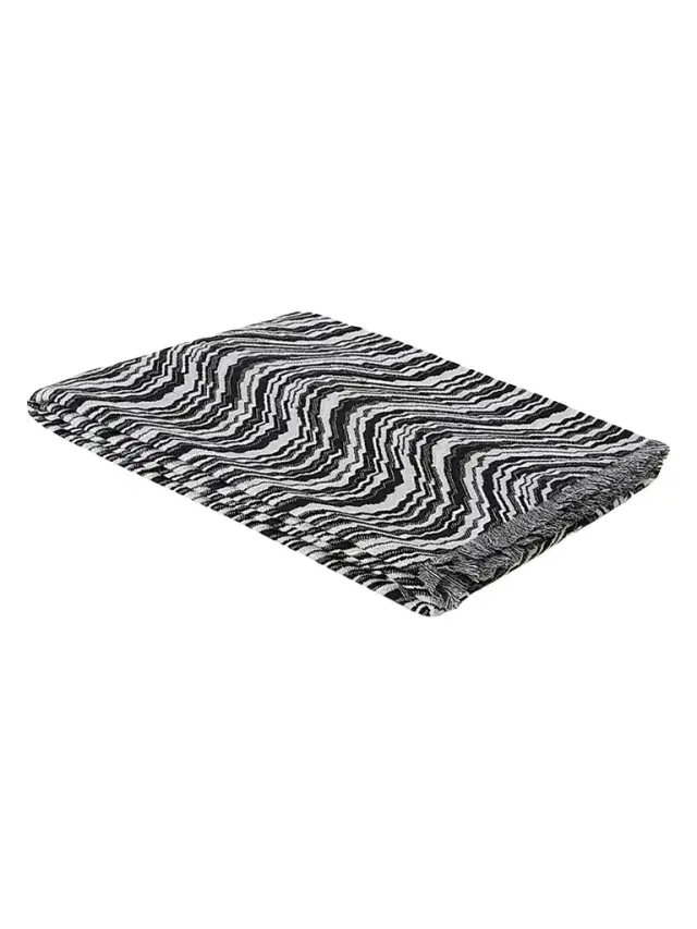 Missoni Bormio Space-Dye Zigzag Throw Blanket - Black White