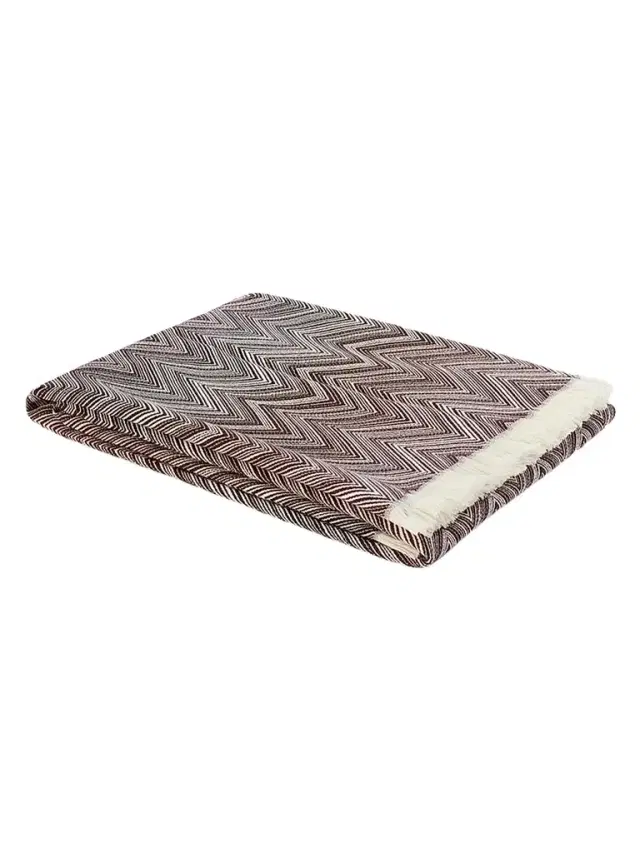 Missoni Timmy Zigzag Wool Throw Blanket - Brown White