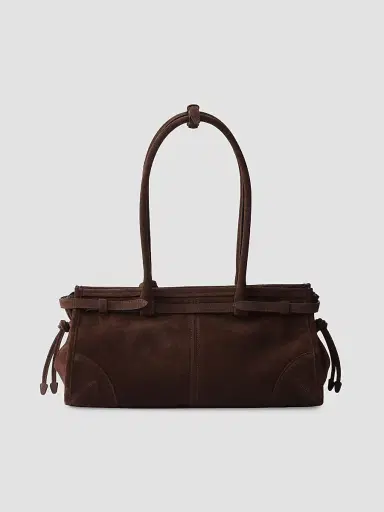 Prada Women's Bonnie Suede Top Handle Bag - Brown | Thumbnail 3 Prada Women's Bonnie Suede Top Handle Bag - Brown | Thumbnail 3