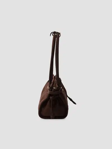 Prada Women's Bonnie Suede Top Handle Bag - Brown | Thumbnail 4 Prada Women's Bonnie Suede Top Handle Bag - Brown | Thumbnail 4