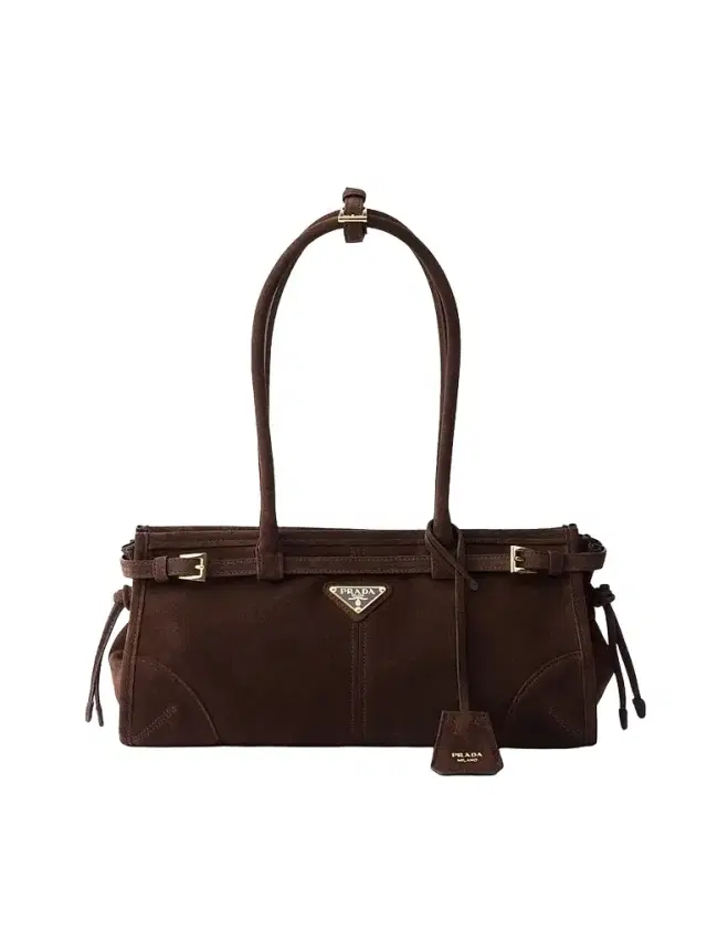 Prada Women's Bonnie  Suede Top Handle Bag - Brown