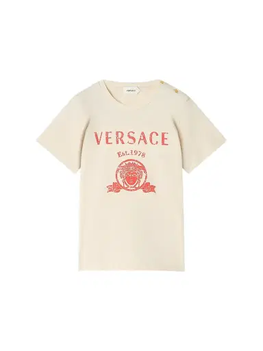 Versace Baby Girl's & Little Girl's Varsity-Print Cotton T-Shirt - Cream - Size 3 | Thumbnail 1