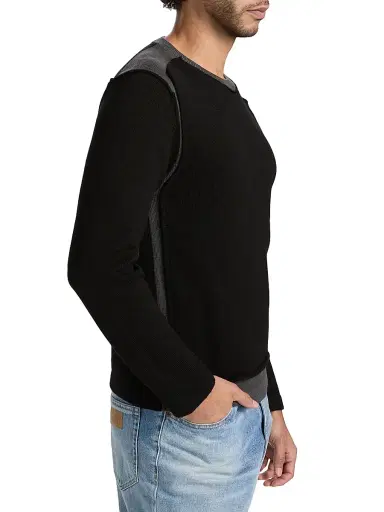 MM6 MAISON MARGIELA Men's Wool Crewneck Sweater - Black Dark Grey - Size XXL | Thumbnail 4