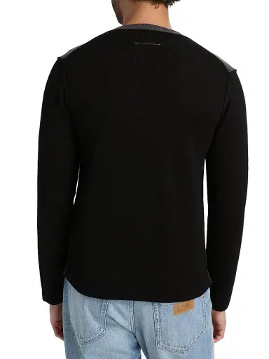 MM6 MAISON MARGIELA Men's Wool Crewneck Sweater - Black Dark Grey - Size XXL | Thumbnail 5