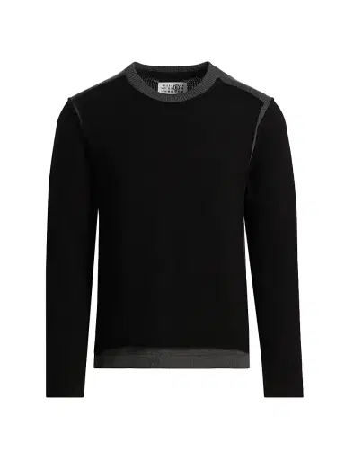 MM6 MAISON MARGIELA Men's Wool Crewneck Sweater - Black Dark Grey - Size XXL | Thumbnail 1